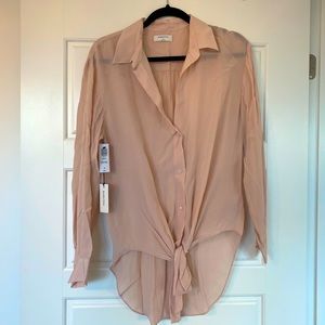Aritzia Button Up Blouse with Tie Front Size 4
